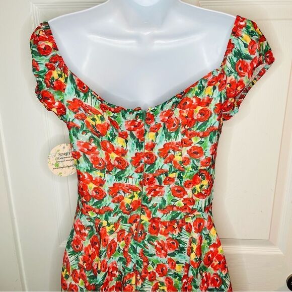 Modcloth Floral Sheen of Spring Fit & Flare Midi Sundress Off Shoulder 6 NWT - Picture 8 of 11